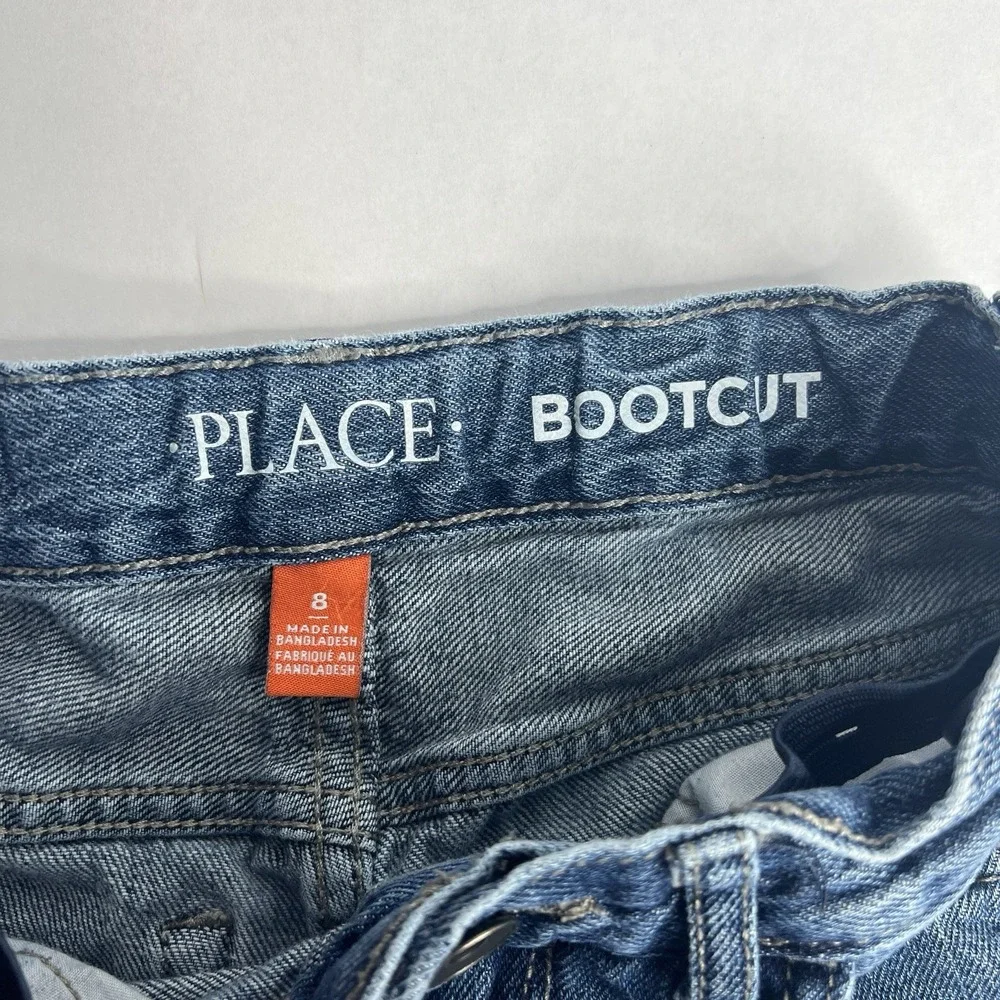Childrens Place Boys Youth Bootcut Jeans Adjustable Waist Size 8 Blue